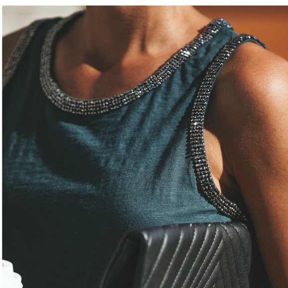 Dark Teal Glimmer Embellished Tank- Vici - Picture 3 of 6
